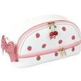 thumbnail image 1 of Bolsa de lápices de gran capacidad con diseño de fresa rosa y blanca, bonito portalápices, bolsa de papelería kawaii, bolsa de cosméticos y maquillaje, 1 of 4