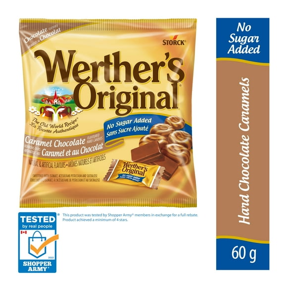Werther’s Original No Sugar Added Caramel Chocolate Hard Candy, 60g