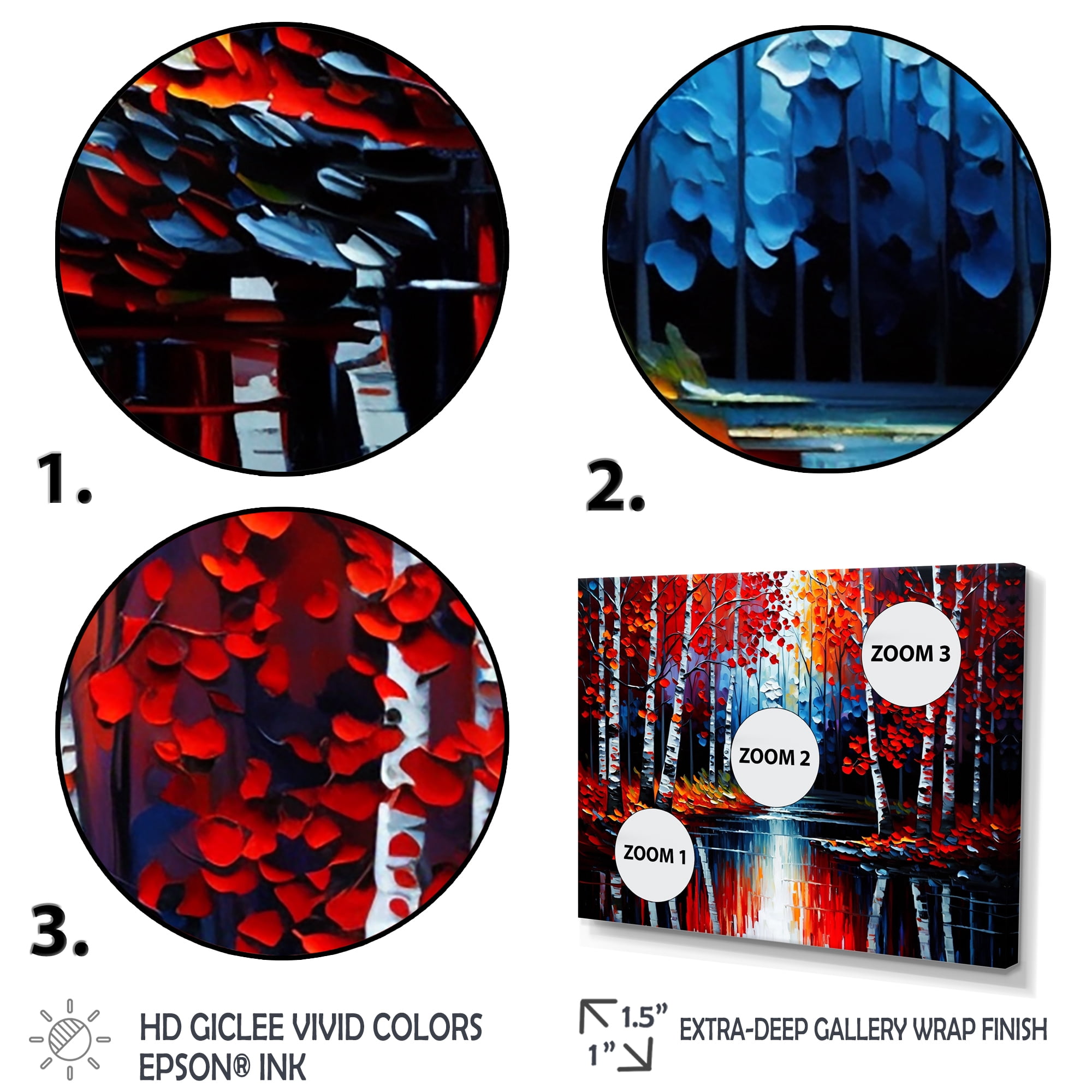 Designart Path Into The Red Forest III Canvas Wall Art