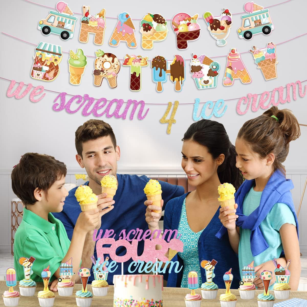I Scream Four Ice Cream Birthday Party 9 Dinner Plates 32 Count