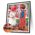 thumbnail image 1 of Cuadros Decorativos Kits de pintura de diamantes 5D DIY, flor, niño, niña, taladro redondo completo, decoración de pared, arte Tmvgtek embutido en tela, 1 of 9