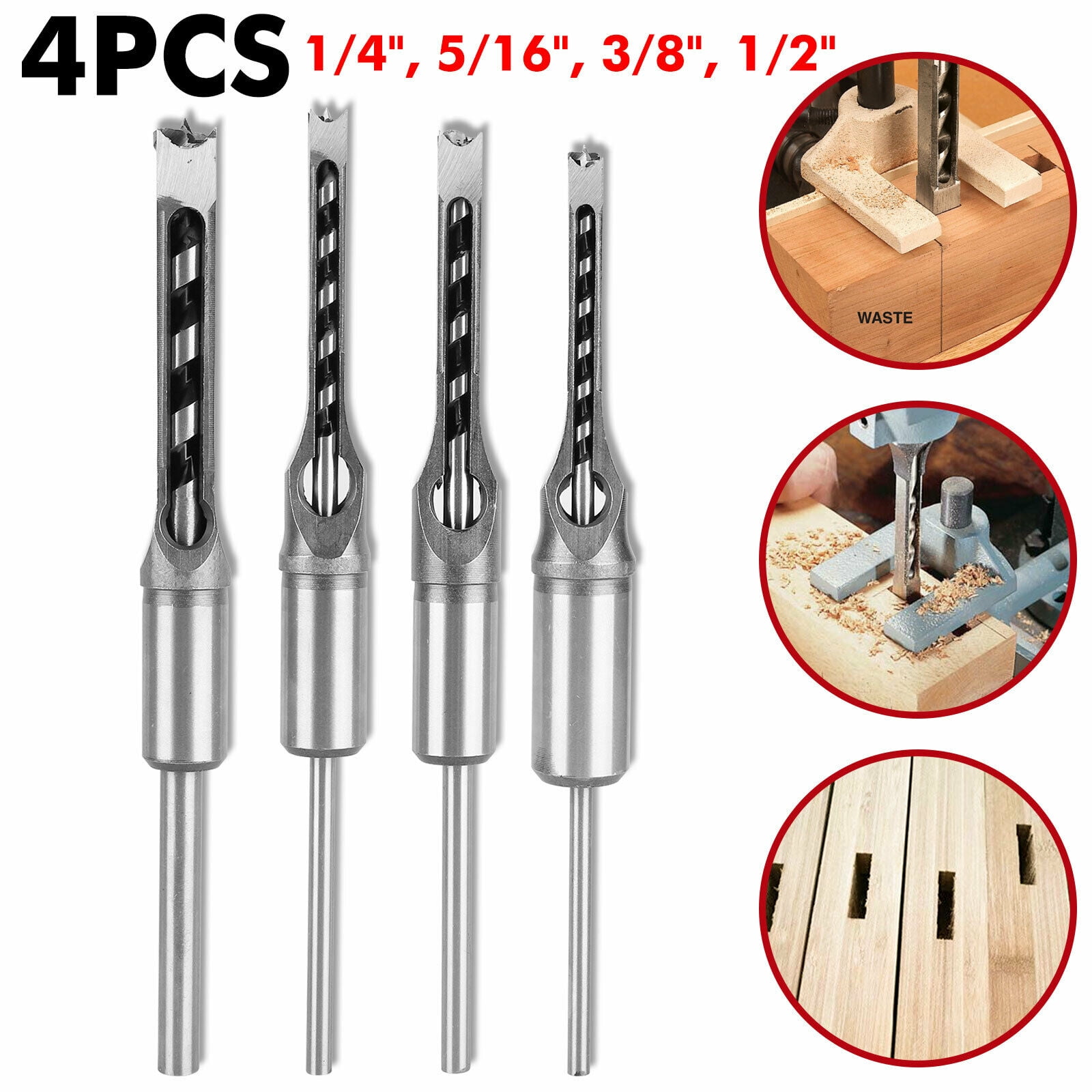 Tool High Hardness HSS Square Hole Tenon Cutter Drill Bit Mortising Chisel 