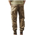thumbnail image 3 of BXINGOHAI Cotton Cargo Pants For Men Big and Tall Hiking Pants Heavyweight Loose Fit Work Pant Breathable Elastic Waistband Pants Solid Sport Long Pants With 8 Pocket Army Green Yellow,M, 3 of 4