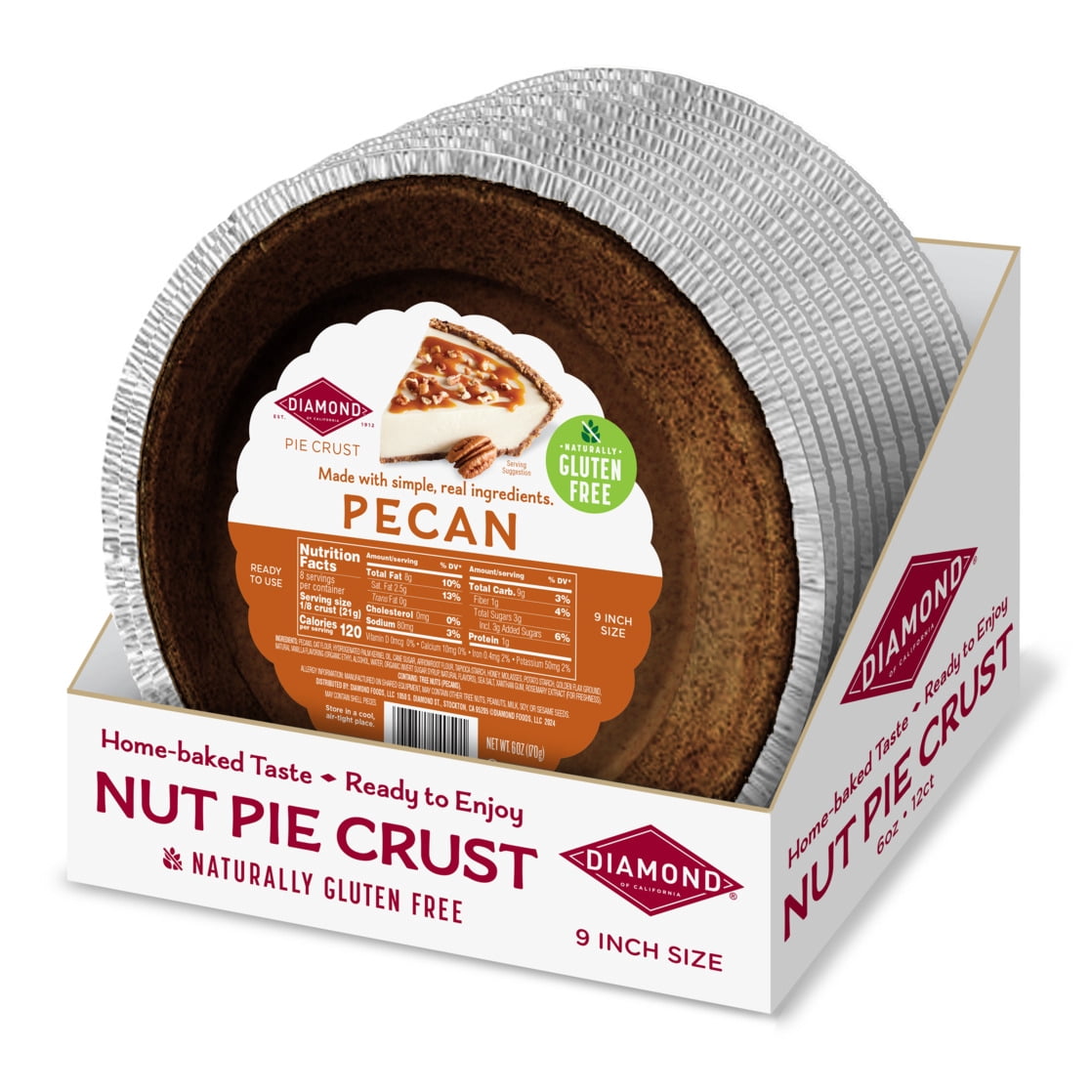 Diamond Pecan 9 Inch Gluten Free Pie Crust 6 oz