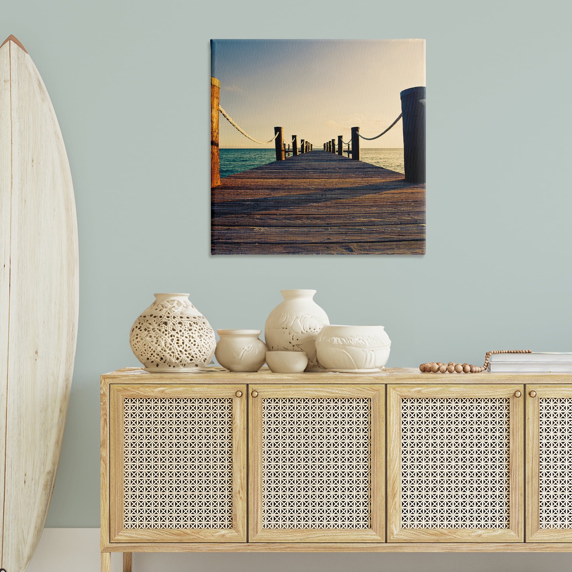 Stupell Industries Coastal Beach Dock Nautical & Beach Photography Wrapped Canvas Art Print Wall Art, 36 x 36