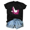 thumbnail image 4 of TSADFHJI Hauts de Sortie pour Femmes Mode Tendance pour Femmes Hauts Décontractés Manches Courtes Col Rond T-Shirt Imprimé Ample TTG Noir, 4 of 4