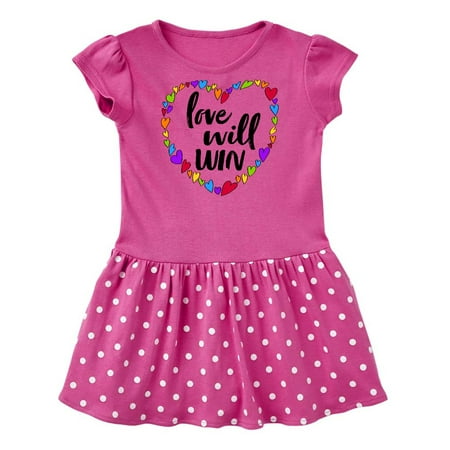 

Inktastic Love Will Win- Pride Rainbow Hearts Gift Baby Girl Dress