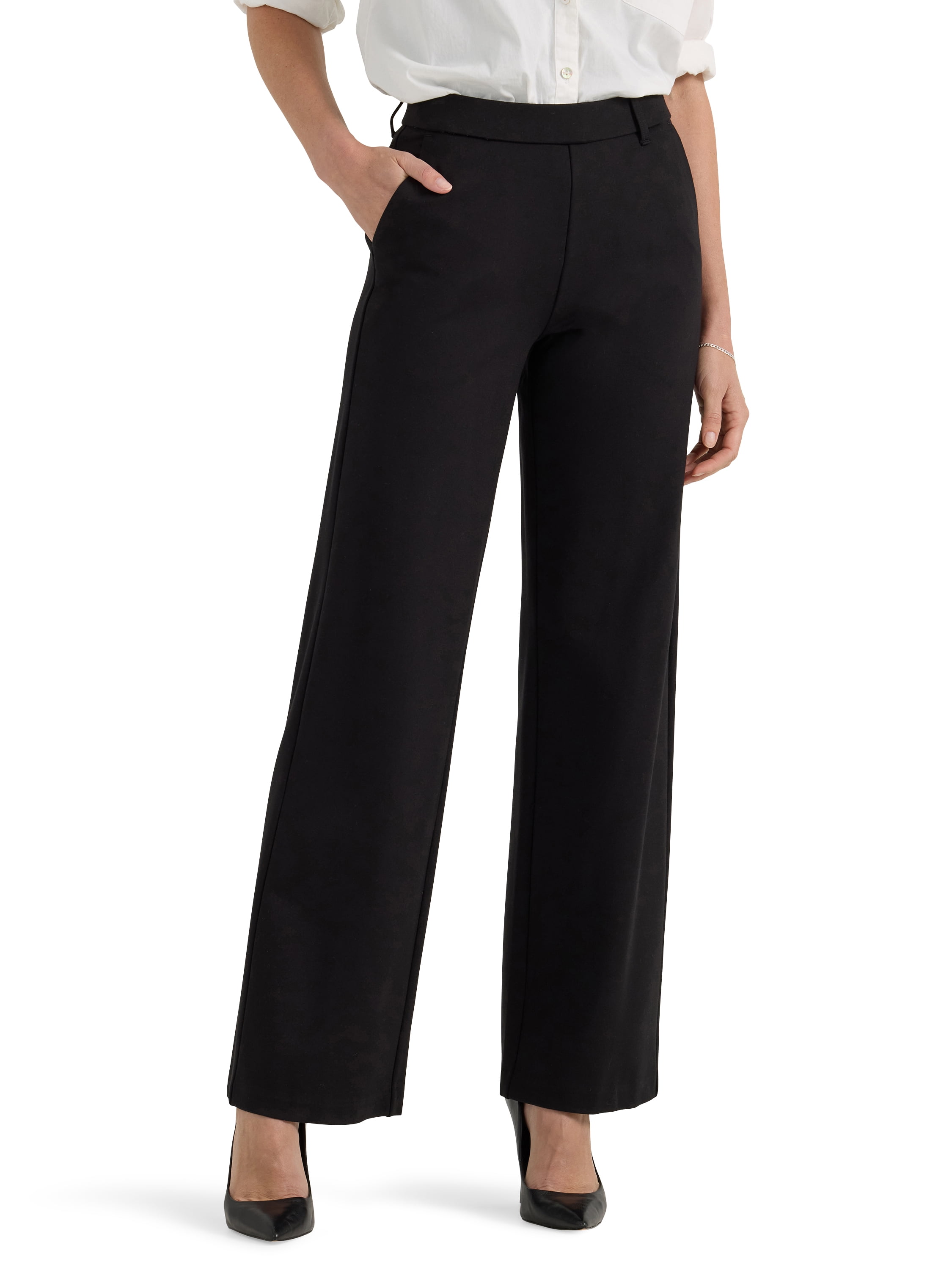 Lee Women's Relaxed Fit Side Elastic Pleated Pant, Navy, 6