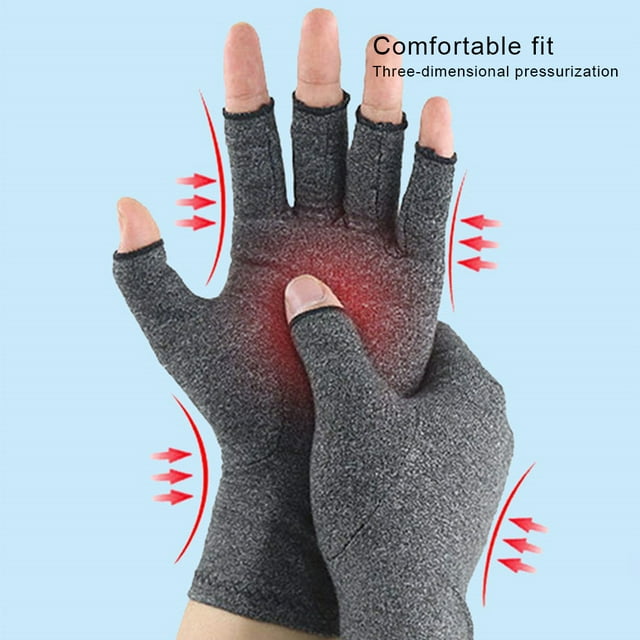 Baohd Gants de Compression pour l'Arthrite avec Grand Application pour Soulagement de la Douleur Gants de Compression Sans Doigts Noir TG