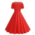 thumbnail image 3 of WRKEKC Casual Dresses for Women Polka Dot Collared Short Sleeve Vintage Style Swing Dress, 3 of 8