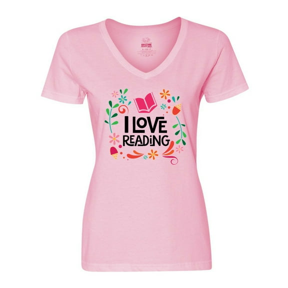 Inktastic Book Lover I Love Reading Women's V-Neck T-Shirt