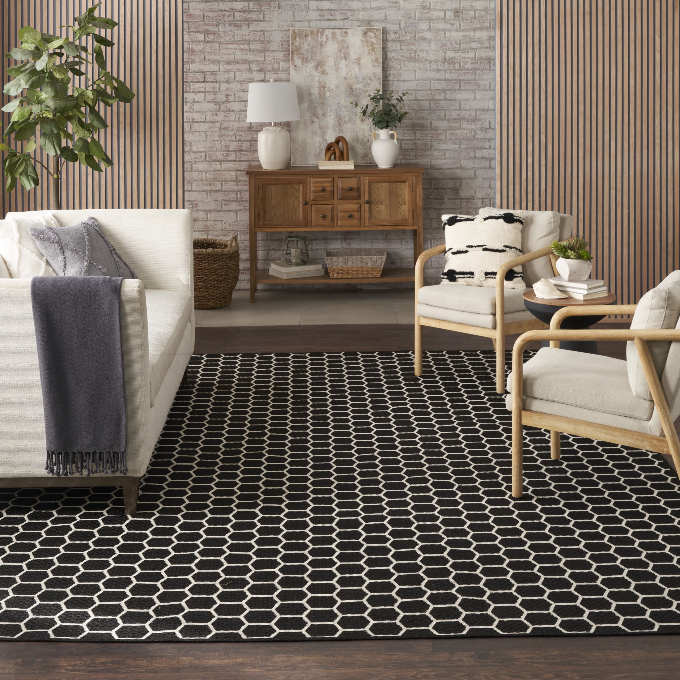 Nourison Twist Reversible 9' x 12' Black Modern Rug