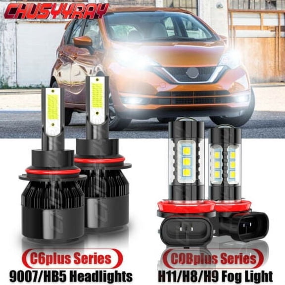 For Nissan Versa Note 2014-2019 4x LED Headlight Fog Light Bulbs Combo Kit 6000K