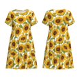 thumbnail image 3 of Bixox Robe d'Été à Manches Courtes pour Femmes Robe Ample Longueur Genou avec Poches-Tournesols, 3 of 7