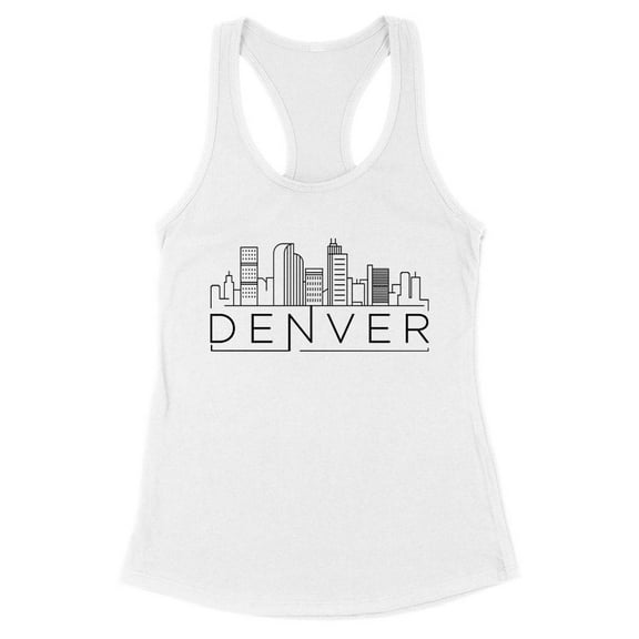Skyline Denver Colorado Tank Top Fitted Racerback Women's Large White