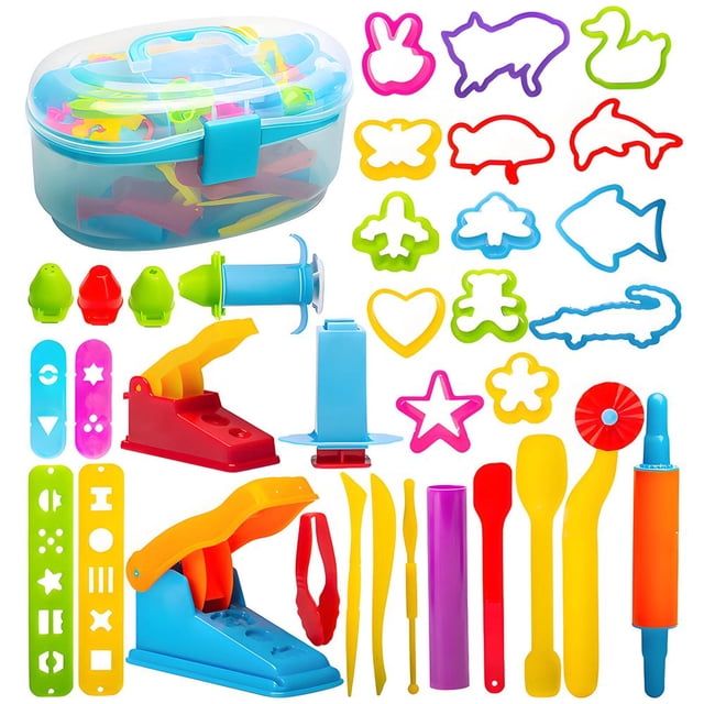 LOVEVER Playdoh Tools Interactive A-to-Z Playdough Accessories Ergonomic Smooth-Edge Clay Cutters Letter