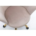 thumbnail image 5 of Velvet Swivel Shell Chair Leisure Velvet Accent Chair with Golden feet Base Ergonomic Computer Desk Chair Task Chair Wheels Adjustable Swivel, Gray, 5 of 7