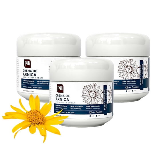 Pili Natural Arnica Cream - Restaura la piel suave y sedosa - Crema de Arnica - Paquete de 3 (Paquete de 3 x 1 oz cada uno)