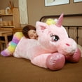 thumbnail image 3 of Peluche de unicornio gigante Kawaii, muñeco de peluche suave, caballo colorido, regalos de cumpleaños, 45/60/80/100cm, 1 ud., 3 of 4