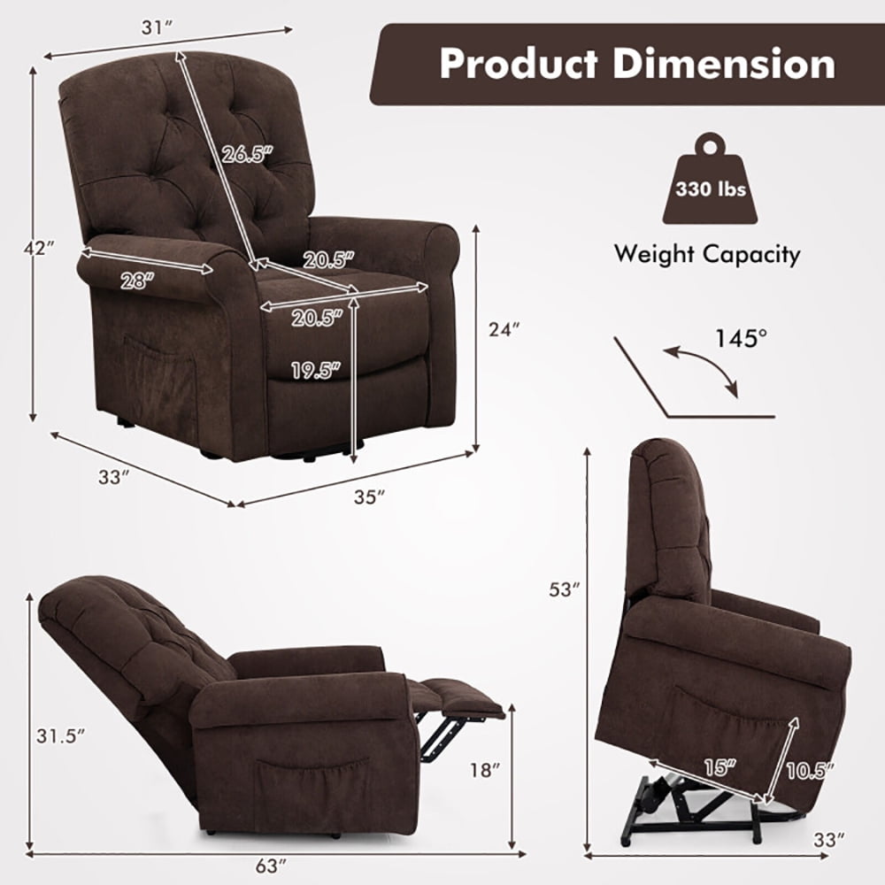 Finihen Recliner Chair, Recliner Chair Sofa for Elderly with Side Pocket and Remote Control, for Living Room, Bedroom, Brown Finihen Recliner Chair, Recliner Chair Sofa for Elderly with Side Pocket and Remote Control, for Living Room, Bedroom, Brown