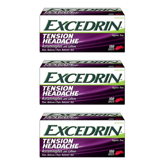 Excedrin Tension Headache Caplets, 100 ea (Pack of 3)