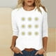 thumbnail image 2 of Tops de Cuello Redondo para las Mujeres Moda Impresa 3/4 Mangas Blusa Casual Top, Estante de Imitación, 2 of 5