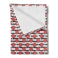 thumbnail image 2 of Modern Soft Flannel Fleece Throw Blanket, Abstract Warm Colored Splash Flowers on Grunge Stripes Repetition, Cozy Plush for Indoor and Outdoor Use, 70" x 90", Coral Dark Grey and White, by Ambesonne, 2 of 5