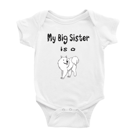 

My Big Sister Is A American Eskimo Dog Cute Baby Bodysuit Boy Girl Unisex