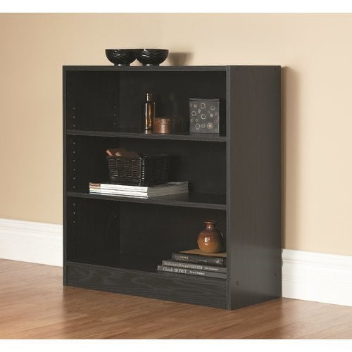 Mainstays 32 3 Shelf Wide Bookcase Black Oak Walmart Com