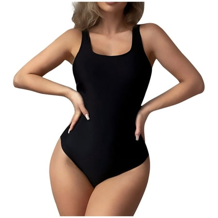 QLEICOM Womens Swimsuits Tummy Control Plus Size Swimsuit Coverup Printed Wetsuit Long-Sleeved Sunscreen Swimsuit Surf Suit One-Piece Swimsuit Bikinis Tops Black S