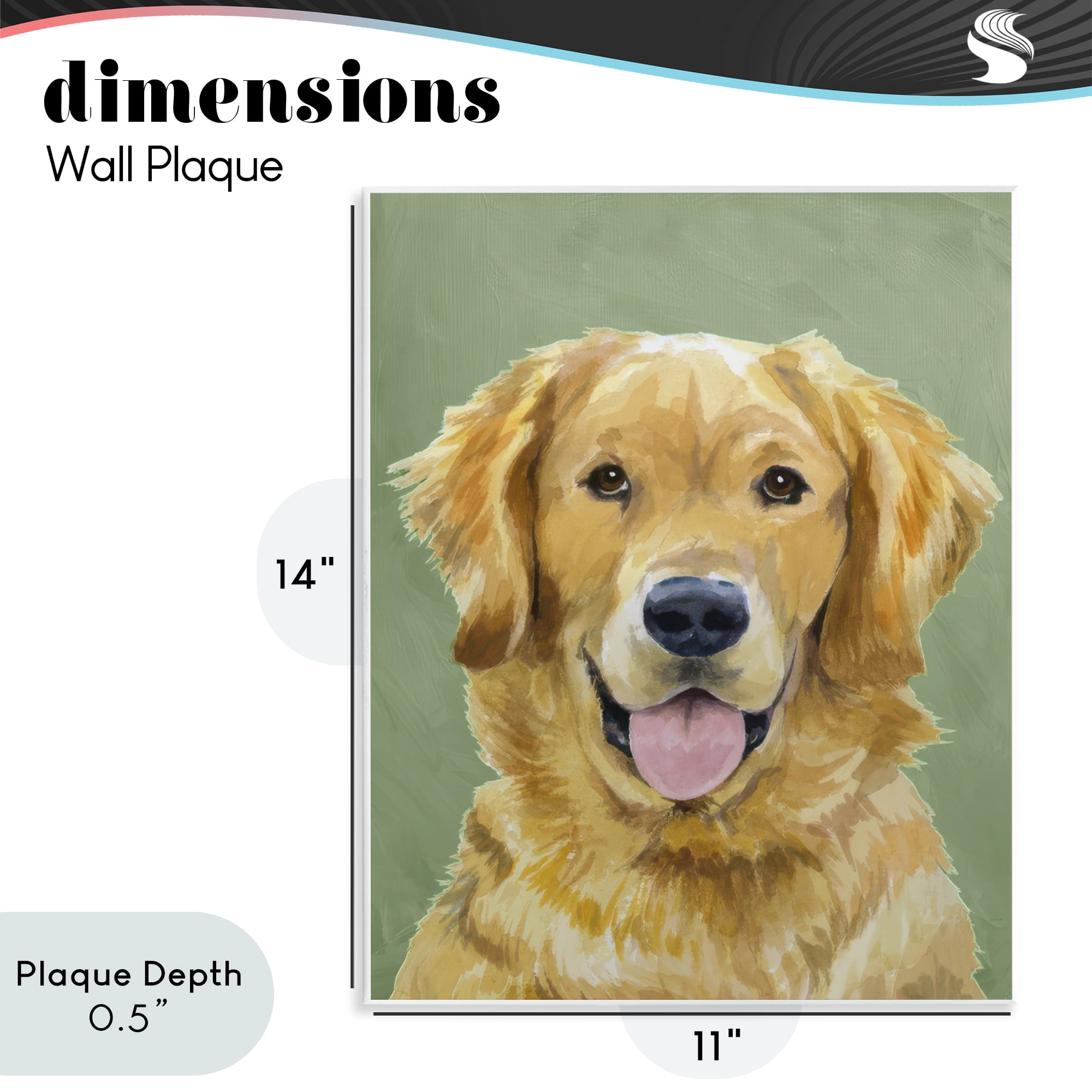 Stupell Industries Smiling Golden Retriever Portrait Wall Plaque Art, design by Lil' Rue