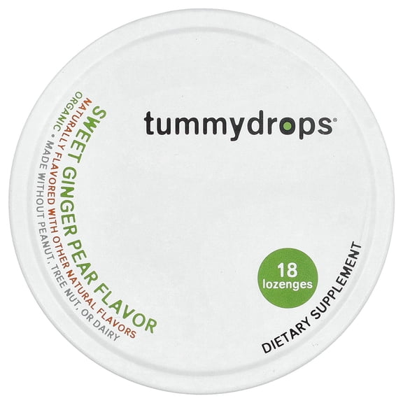 Tummydrops Organic Sweet Ginger Pear, 18 Lozenges