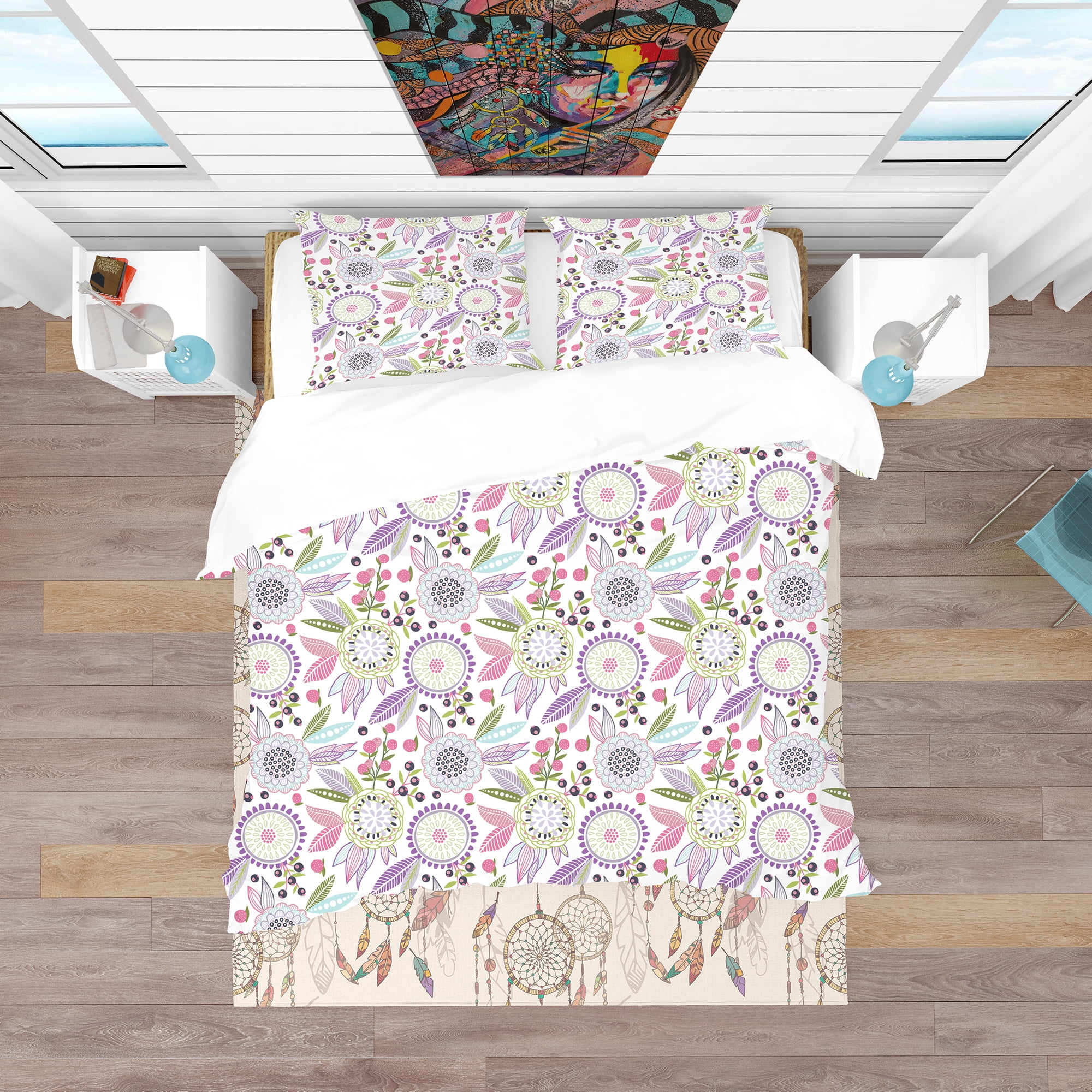 Designart 'Colorful Floral Pattern' Modern & Contemporary Duvet Cover Set