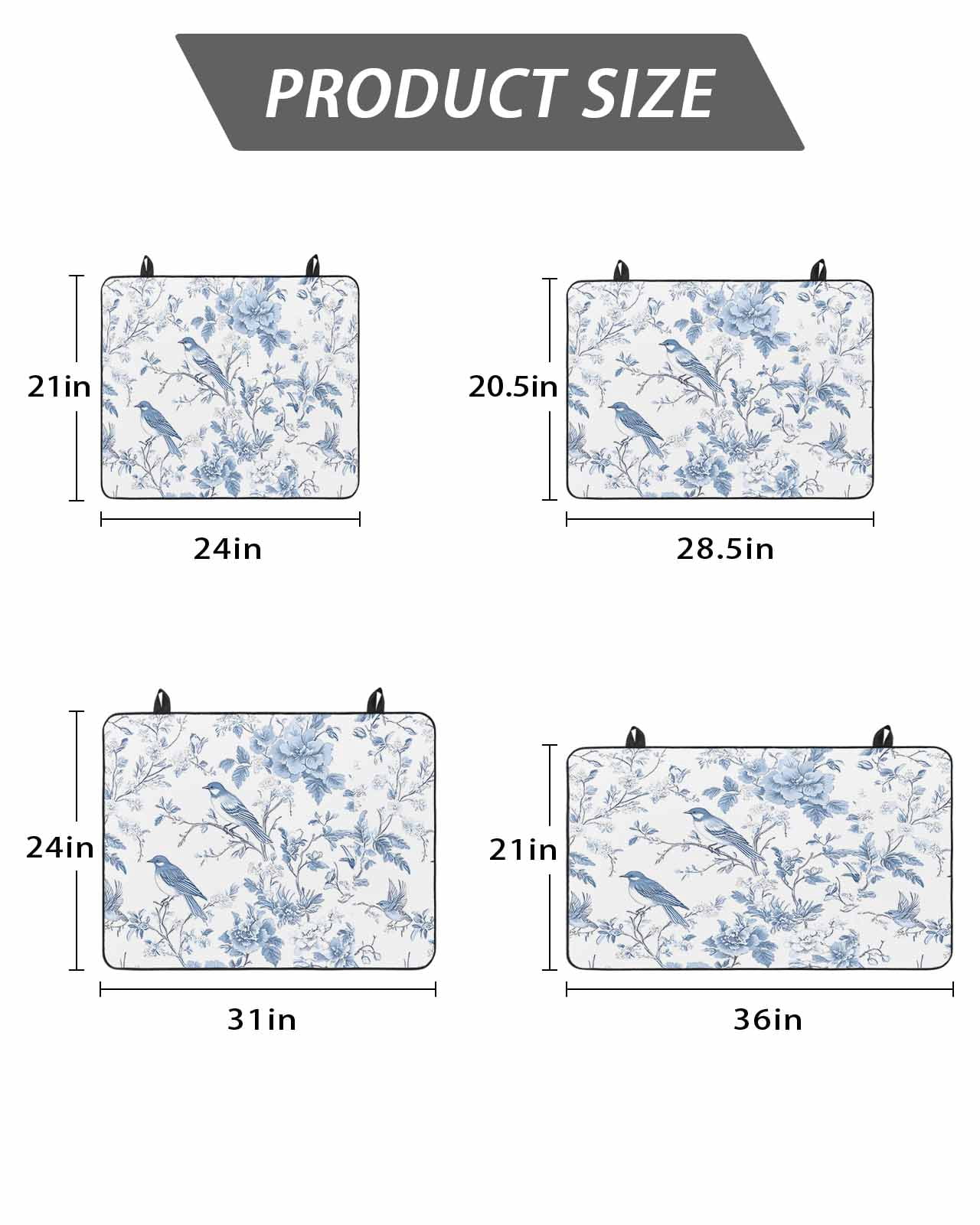 Stove Top Covers for Electric Stove, White Blue Spring Floral Glass Stovetop Cover Protector, Summer Birds Botanical Induction Cooktop Protector Oven Mat for Kitchen Countertop 24"x21"