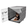 thumbnail image 2 of Tribal Dog Crate Cover, Abstract Sketchy Like Rectangulars Composed with Stripes and Circles Design, Easy to Use Pet Kennel Cover for Medium Large Dogs, 35" x 23" x 27", Black and White, by Ambesonne, 2 of 6