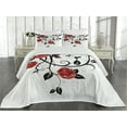 thumbnail image 2 of Ambesonne Gothic Quilted Coverlet 3 Pcs, Swirling Roses Garden, King Size, Vermilion Black White, 2 of 4