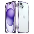 thumbnail image 2 of Dteck Bumper Case for iPhone 15 Plus,Shockproof Aluminum Metal Bumper Frame with Transparent Carbon Fiber Back Sticker and Camera Lens Protector, Purple, 2 of 9