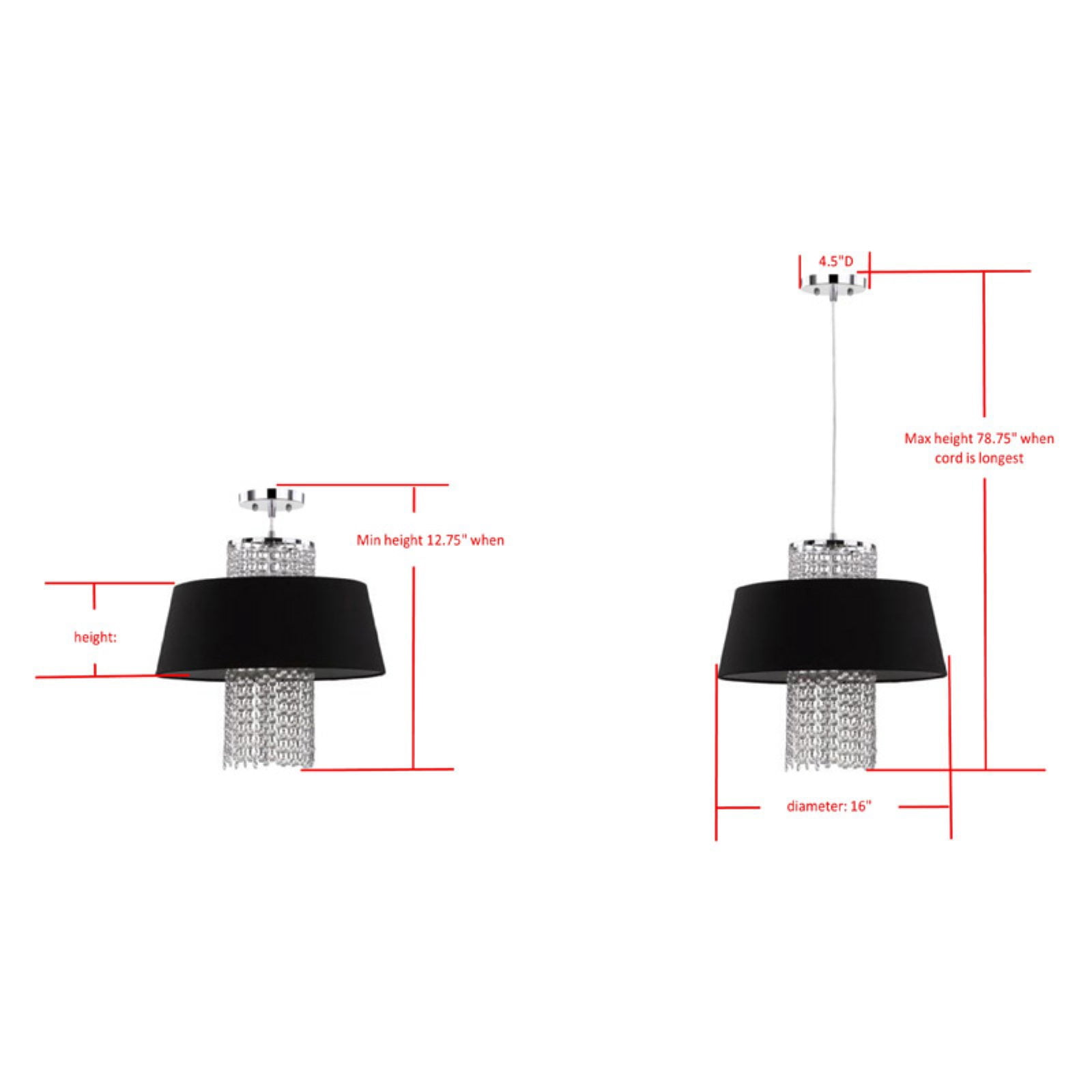Safavieh Cadenza 3-Light 16 in. Dia. Modern Glam Pendant Light