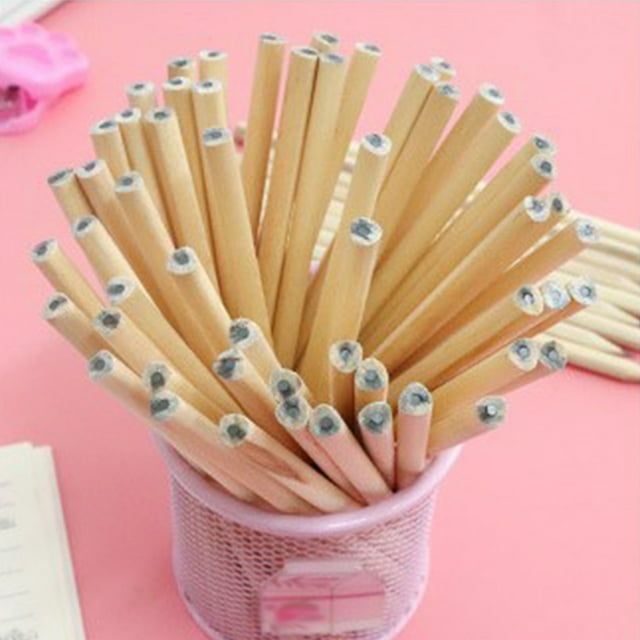 100pcs Writing Pencils HB Wood Drawing Pencils Student Portable Stationery for School Office, Triangular