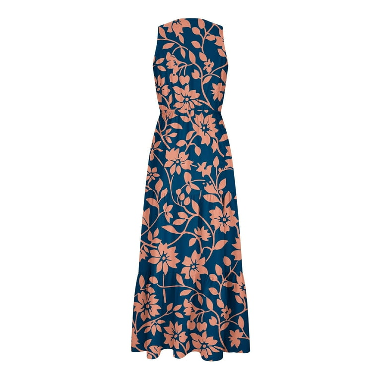 Wizutiz Maxi Dress for Women Trendy Loose Fit High Rise Smocked Floral Print Vacation Dress Sleeveless V-Neck Sun Dresses for Lady Ankle-Length Super Wizutiz Maxi Dress for Women Trendy Loose Fit High Rise Smocked Floral Print Vacation Dress Sleeveless V-Neck Sun Dresses for Lady Ankle-Length Super