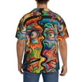 thumbnail image 5 of Fotbe Psychedelic Faces Colorful print Short Sleeve Button Down Shirts for Men Casual Summer Beach Wrinkle Free Shirt-Small, 5 of 7