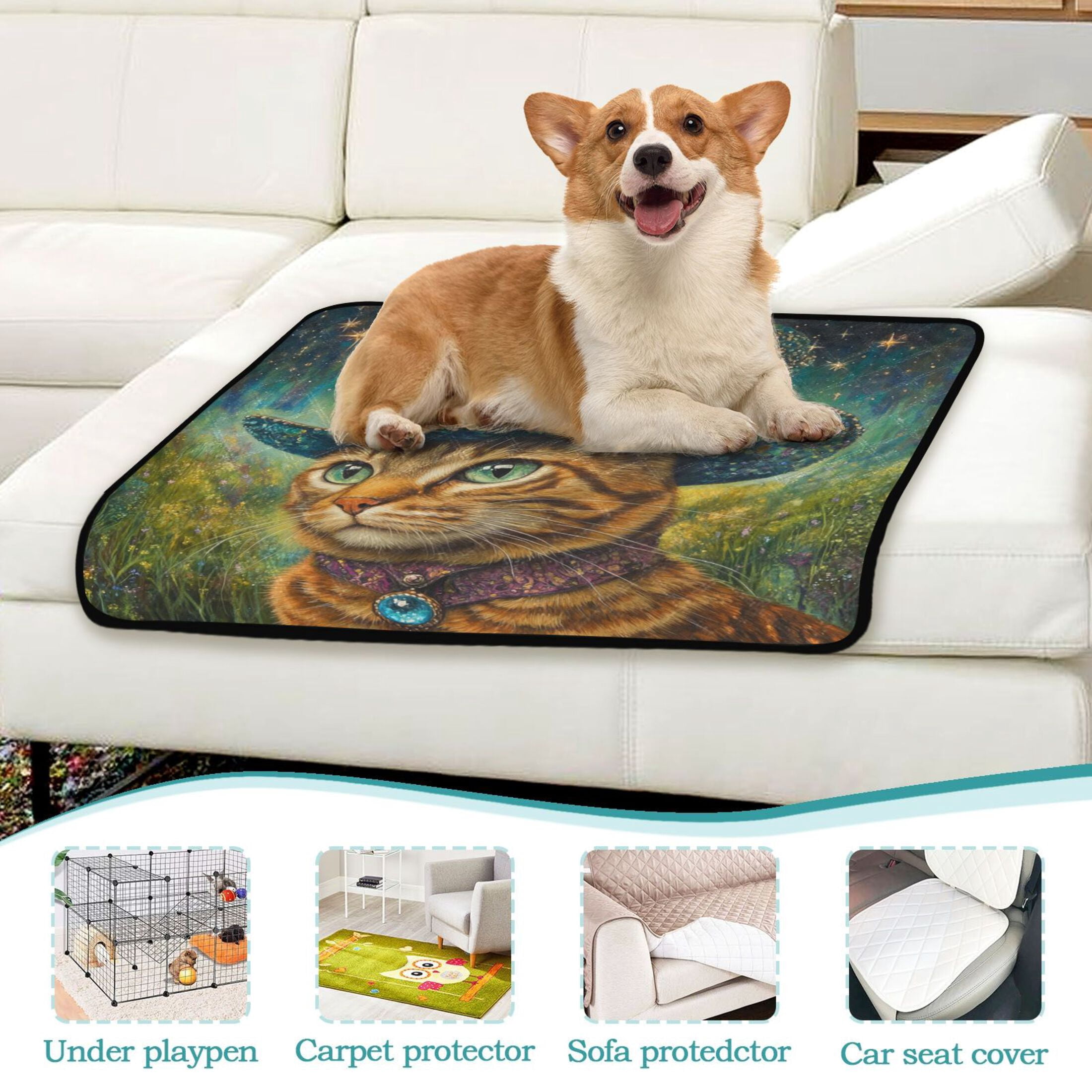 Qxltty Sapphire Hat Kitty Cat litter Pads Pet Set of 3 Diaper Mats Center Anti-leakage Layer Absorbent Soft and Comfortable