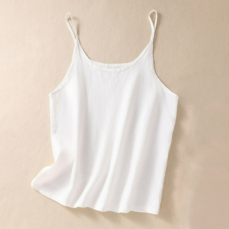 CFLVAEK Cotton Linen Camisole Tops for Women Plus Size Spaghetti