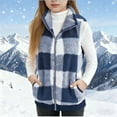 thumbnail image 6 of Atogsazn Childrens Sherpa Plaid Jacket Girls Fleece Sleeveless Full Zip Tank Tops Thick Warm Coat Winter Vest Clothing Tops 02-Blue 13-14 Years Fashion, 6 of 7