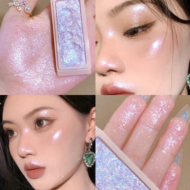 Makeup Highlighter Palette Face Glow Contour Shimmer Illuminator Purple Glitter High Light Mineral Powder Brightening Cosmetics01 He Qiyong unisex