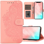 YANGVVIA for iPhone 11 Case Wallet, Flower Flip PU Leather Magnetic iPhone 11 Case with Card Holder Kickstand for Women