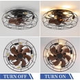 thumbnail image 5 of 18 Inch Caged Ceiling Fan with Light and Remote, Rustic Black Flush Mount Outdoor Ceiling Fan for  Bedroom Kitchen Living Room, 5 of 8