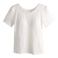 thumbnail image 3 of Weikingp Fitted Tees For Women，Basic Tees For Women Tight Shirts For Women Business Casual Outfits Gym Workout Tops Short Sleeve Tight Shirts For Women Crew Neck White 3XL, 3 of 9