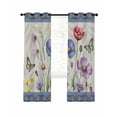 thumbnail image 7 of Blue Wildflowers Blackout Curtains for Bedroom, Farmhouse Country Spring Butterfly Floral Thermal Insulated Kitchen Drapes with Grommets, Light Blocking Window Treatment, 2 Panels 42" x 63", 7 of 7