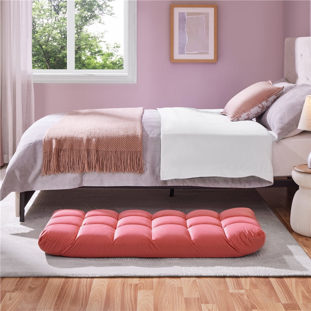 Yaheetech Floor Folding Gaming Sofa Chair with 14 Adjustable Positions, Pink